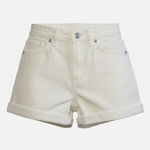 Girls Clean White Jeans roll cuff sorts Size 6